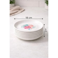 Biodata Melamin Çukur Yemek Tabağı 6 Adet 18X3 cm Desenli Servis Tabağı Bulaşık Makinesinde Yıkanabilir