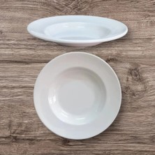 Biodata 12 Adet %100 Kırılmaz Melamin Çukur Yemek Tabağı 21 cm Ev Lokanta Tipi Porsiyon Sulu Yemek Haşlama