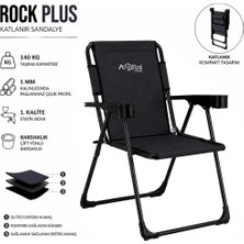 Katlanır Piknik ve Kamp Sandalyesi - Bardaklıklı - Rock Plus - Linen Siyah
