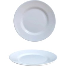 Biodata 12 Adet %100 Kırılmaz Melamin Tatlı & Yemek Servis Tabağı - 21 cm Beyaz - Çizgi Desen
