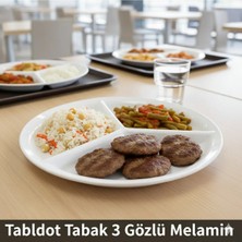 Biodata 6 Adet 3 Gözlü Melamin Tabldot Tabak - Kalın Malzeme, Okul ve Anaokulu Için Uygun (24 Cm)