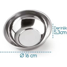 Biodata 16 cm Abant Paslanmaz Çelik Çorba Yemek Kasesi 6 Adet Sos Mama Tereyağı Tabağı Meze Tabağı 430 Tas No:3