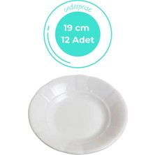 Biodata 19 cm Melamin (Ekonomik) Oluklu Çukur (Yemek) Tabak, 12'li Set