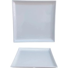 Biodata 12'li Beyaz Kare Melamin Sunum Tabağı 30X30 cm | Meze, Tatlı, Ana Yemek Için