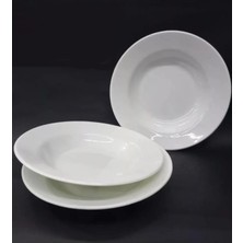 Biodata 6 Adet Beyaz Melamin Çukur Yemek Tabağı 19X3 cm Sulu Yemek Tabağı Haşlama,kurufasulye