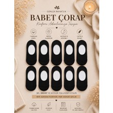 Çorap Vitrini Premium 10'lu Paket Siyah Babet Çorap Seti - Kaymaz Jel Tabanlı, Yüksek Pamuklu ve Nefes Alabilir Comfort Serisi
