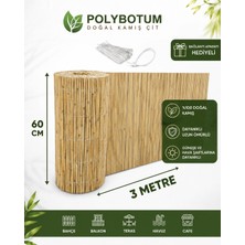 Polybotum Premium Doğal Kamış Hasır Balkon Çiti 60X300 cm | Sık Dokuma | Dayanıklı | Bahçe, Teras ve Balkon Için Dekoratif Gizlilik Çiti