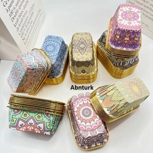 Abnturk 18'li Desenli Mini Kek ve Sunum Kalıbı - 11X6.5X4 cm - Şık Altın Iç Yüzey