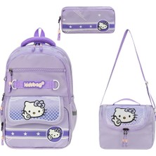 KumOziShop Hello Kitty Baskılı Ortopedik Su Geçirmez Ultra Lüx Okul Çantası Termal Beslenme ve Kalemlik
