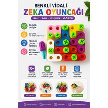Dinç Spor Renkli Vidalı Zeka Oyuncağı – Montessori Eğitici Sök Tak Oyunu