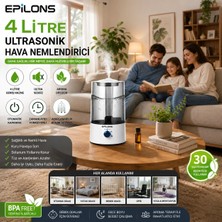 tp Buğz Rbh-04 Ultrasonik Hava Nemlendirici 4 Litre Buhar Makinesi Aroma Difüzörü - Otomatik Kapanma