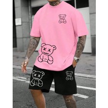 Nigrum Pardus Nıgrum Pardus Büyük Beden Four Lıttle Bears Baskılı %100 Pamuk Özel Seri Erkek Bermuda Şort Takım
