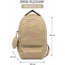 Cakard Krinkıl Su Geçirmez Günlük Sırt Çantası – 40X30X15 cm Çok Bölmeli Okul, Üniversite, Iş ve Seyahat Çantası