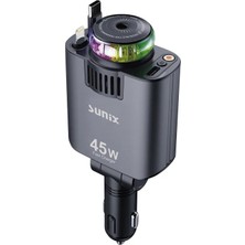 Sunix 5in1 Araç Çakmaklığı Pd Hızlı Araç Şarj Cihazı Kendinden Kablolu Rgb Yıldız Işık Saçan Araç Kokusu Aroma Difüzör