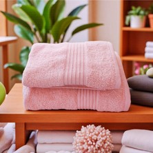 Erca Home Tekstil Ürünleri %100 Pamuklu Materyal Bileşeni Pembe Ikili Banyo Havlusu Takımı