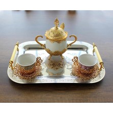 Devmeer Paslanmaz Çelik Lüks Model Gold Desen Çay Kahve Tepsisi 34,5 x 24,5 cm