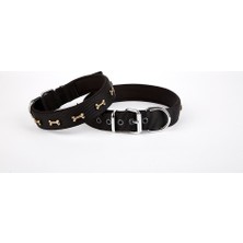 AvantajAl Doggie Softlu Kemik Desenli Köpek Tasması 2 cm x 40 cm Siyah