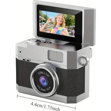 Tastech LK-026 Mini Dijital Kamera Küçük Katlanır 48MP Ekran Vlog Kamerası Selfie Kamera Kolaylık ve Rahatlıkla Anılarınızı Kaydedin Video Kaydedici Taşınabilir Minyatür Kamera Siyah