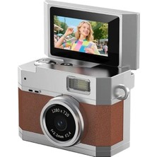 Tastech LK-026 Mini Dijital Kamera Küçük Katlanır 48MP Ekran Vlog Kamerası Selfie Kamera Kolaylık ve Rahatlıkla Anılarınızı Kaydedin Video Kaydedici Taşınabilir Minyatür Kamera Kahverengi