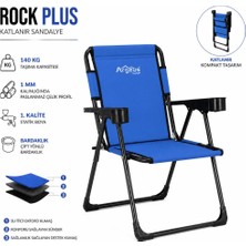Katlanır Piknik ve Kamp Sandalyesi - Bardaklıklı - Rock Plus - Mavi