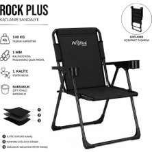 Katlanır Piknik ve Kamp Sandalyesi - Bardaklıklı - Rock Plus - Siyah