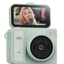 Tastech S162 Mini Dijital Kamera Video Kamera 2k Flip Ekranlı 48MP Vlog Kamerası Selfie Kamera Yeşil