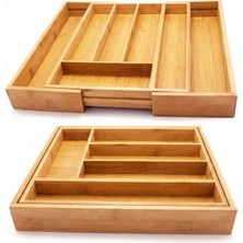 Bambu Ayarlanabilir Çekmece Içi Kaşıklık | Genişletilebilir Çatal Bıçak Organizeri | Doğal, Hijyenik ve Çevre Dostu Mutfak Düzenleyici (Bambu)