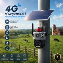 Umsn 3X3MP (3+3+3) | Güneş Panelli Kamera | 4g Sim Kartlı | 360° 10X Zoom | Akıllı Güvenlik Kamerası