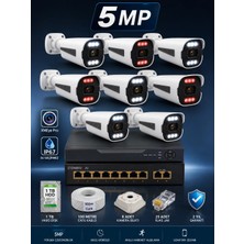 Umsn 8'li Ip Güvenlik Kamera Seti - 5mp Dış Mekan Kamera - 3.6mm - 8+2 Poe - H.265+ - Gece Görüşü