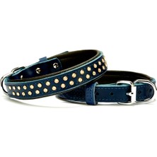 AvantajAl Doggie Konforlu Deri Swarovski Kristal Taşlı Köpek Boyun Tasması 2 x 32-39 cm Mavi