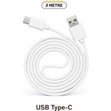 Empressco Uzun Typ-C - USB Şarj Kablosu, 3 Metre, Hızlı ve Güvenli Şarj Uyumlu