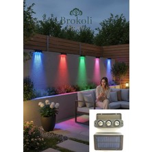 Brokoli Home Güneş Enerjili 3 LED Li Duvar Aydınlatma Köşebent 5 Renkli Dekoratif Aydınlatma Bahçe Dekorasyon