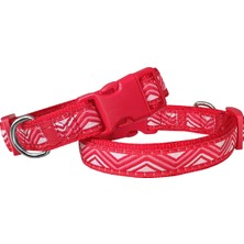 AvantajAl Doggie Dalga Desenli Dokuma Köpek Boyun Tasması 2 cm x 31-47 cm Kırmızı
