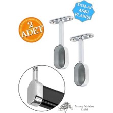 Krom Oval Kapalı Mobilya Boru Askı Flanşı, Dolap Içi Elbise Askılık Borusu Aparatı, Montaj Vidaları Dahil, 7.5 cm Yükseklik, 2 Adet