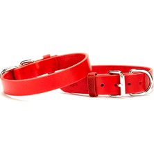AvantajAl Doggie Deri El Yapımı Köpek Boyun Tasması 1,5X32-37 cm Kırmızı