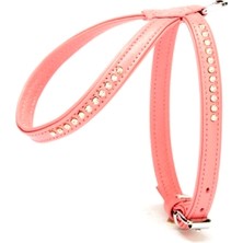 AvantajAl Doggie Flotter Swarovski Taşlı Deri Köpek Göğüs Tasması 1,2 x 21-30 cm Pembe
