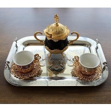 Devmeer Paslanmaz Çelik Lüks Model Silver Desen Çay Kahve Tepsisi 34,5 x 24,5 cm