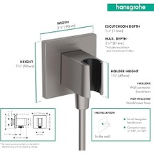 Hans El Tipi Duş Duvar Prizi 1/2 "fırçalanmış Siyah Krom, 26889341 Dişli Bağlantısı