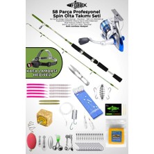 58 Parça Spin, Tekne, Kıyı Olta Takımı Seti - 180CM Yşl 100-200G - 50'lik Makine