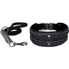 AvantajAl Markapet Elegance Deri Işlemeli Lüks Köpek Tasma Seti Xl 7 Cm*60-68 cm Siyah