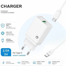 Tastech M-05 Smart Charger 5V 2A Qualcomm Quick Charge 2.0 Şarj Aleti USB Girişli Adaptör Type C Şarj Kablosu