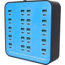 Tastech 40 Port Hızlı Şarj Cihazı 400W 20XUSB 20XTYPE-C Şarj Istasyonu Pd Şarj