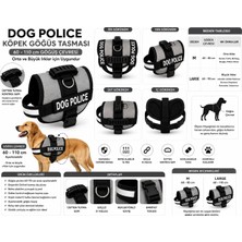 AvantajAl Dog Police Ayarlanabilir Köpek Göğüs Tasması Gri- Siyah (60-110 Cm)