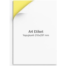 A4 Etiket Yapışkanlı | 20 Sayfa Adres Etiketi 210X297 mm - Çok Amaçlı Universal Etiketler - Adres Etiketler - Beyaz Etiket