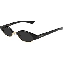 Alexander Mcqueen AM0534S 001 Siyah Gri Oval Unisex Güneş Gözlüğü