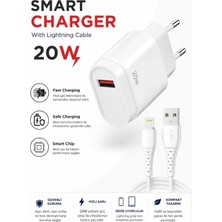 Tastech C48L Smart Charger 20W USB Lightning Kablolu Hızı Şarj Aleti Fast Charging Smart Chip Safe Charging Adaptör ve Şarj Kablosu