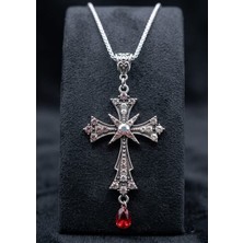 Dükkan Design Crimson Drop Taşlı Haç Kolye