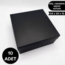 Meg Tasarım Dünyası 10'lu Siyah Lüks Hediye Kutusu 26X26X12 cm - Boş Karton Kutu (Demonte Gönderim)