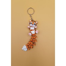 Rodopiva Uzun Kuyruk Serisi Kaplan Figürlü Hareketli Anahtarlık (Büyük BOY-12CM) - Çanta Süsü Charm