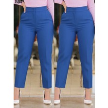 Defy Moda Kadın Üste Oturan Paçası Bilek Üzerinde Biten Krep Kumaş Pantolon 36 (S) - 50 (5xl)